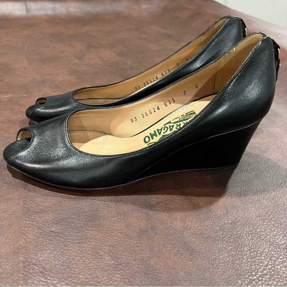 Salvatore Ferragamo Peep Toe Wedge